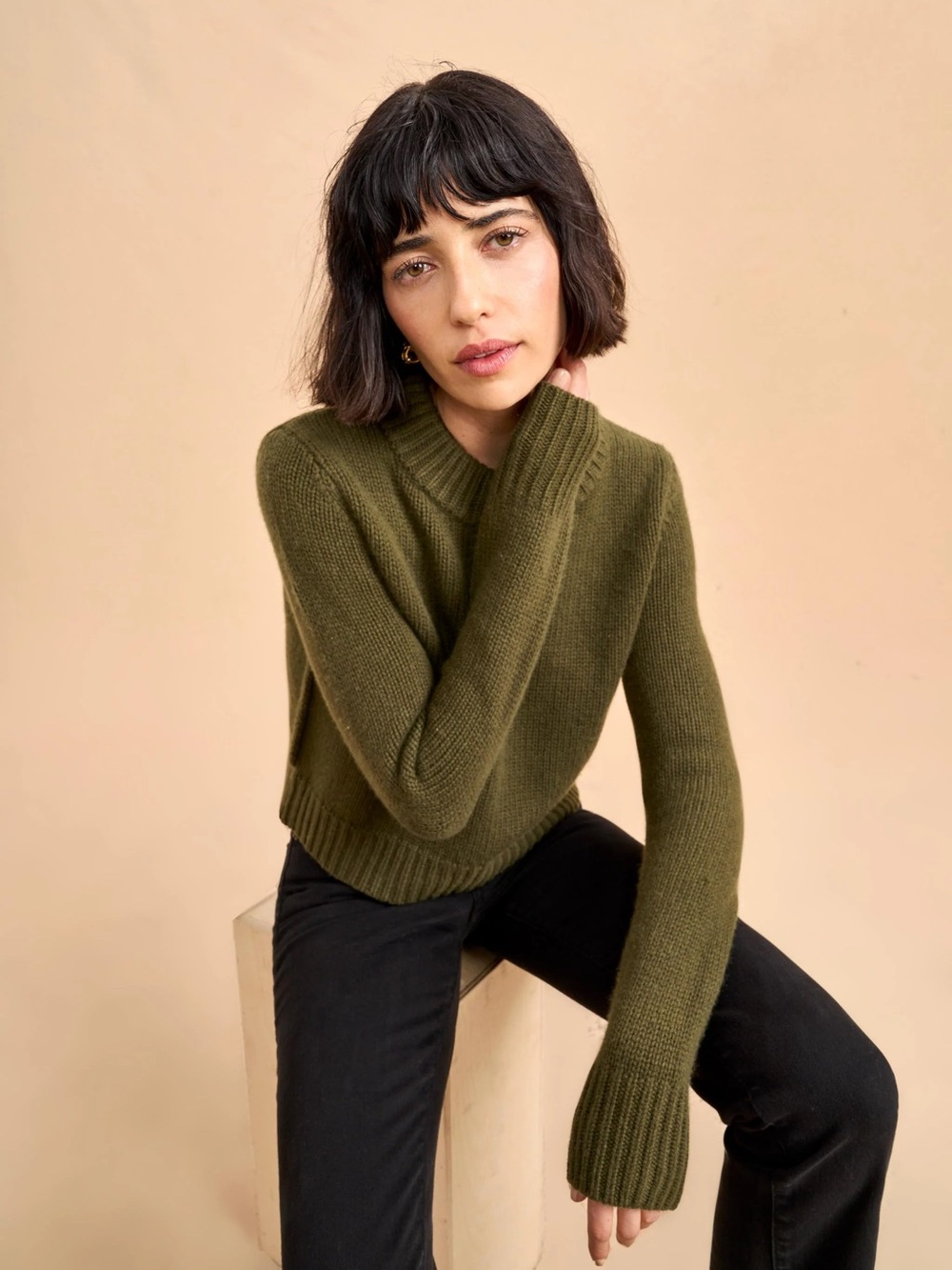 La Ligne NY Solid Mini Marin Sweater in Olive